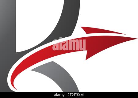Red and Black Uppercase Letter K Icon with an Arrow on a White Background Stock Vector
