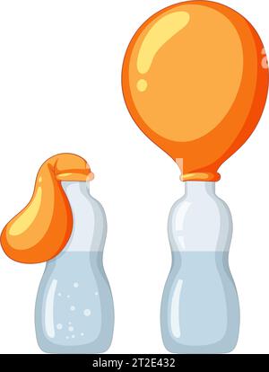 Illustrated cartoon of a science experiment with baking soda and vinegar Stock Vector