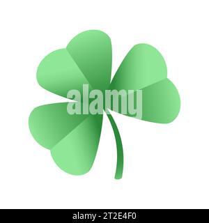 Lucky clover leaf, four isolated on white, for St. Patrick's. Vector icon clover. Stock Vector