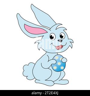 Cute rabbit carftoon holding easter egg. Vector illustration. Stock Vector