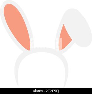 Easter rabbit ears headband  icon  isolated on white background. Flat cartoon easter card design element. Spring hare ear accessory. Vector illustrati Stock Vector