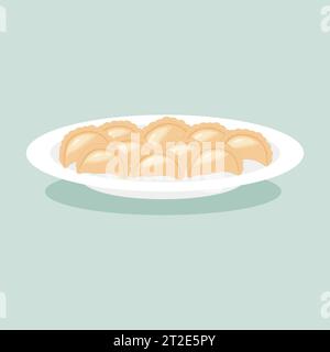 Dumplings dish of Ukrainian national cuisine. Isolate on a white background. Vector illustration Stock Vector