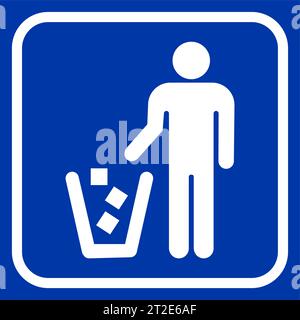 Garbage symbol. Do not litter sign. Trash icon. Logo on blue background. Vector illustration Stock Vector