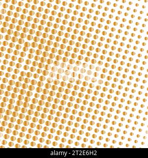Vector halftone dots. Gold dots on white background. Stock Vector