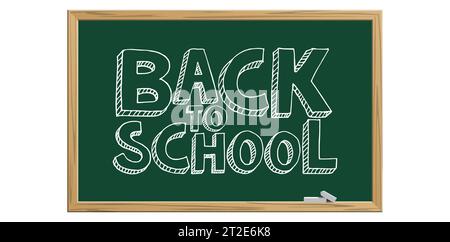Green chalkboard with text "Back to school" isolated on white background. Vector illustration Stock Vector