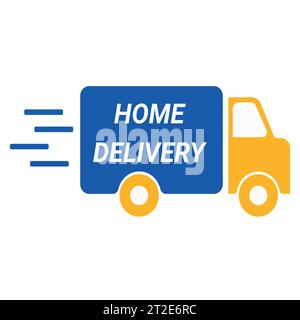Home delivery truck flat vector icon for apps and websites Stock Vector