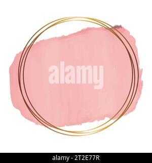 Pink brush strokes and gold lines. Perfect painted design for headline, logo and sale banner. Stock Vector
