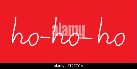 Ho Ho Ho - lettering Christmas and New Year holiday calligraphy. White snow letters and character text on red background. Vector Illustration Stock Vector