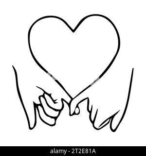 Pinky promise holding fingers hand with red heart concept.Pinky promise vector illustration Stock Vector