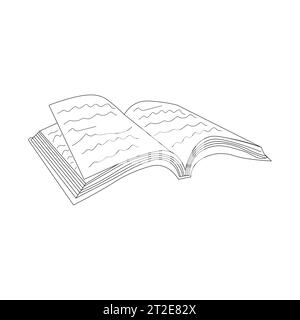 One line drawing of notebook on the desk.Line drawing open notebook. Isolate on white background. Vector illustration Stock Vector