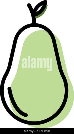 Green pear isolated on white background. Vector illustration. Cut green pear. Stock Vector