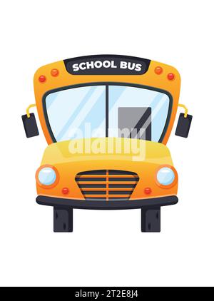 School bus front view flat illustration. Education icon isolated on white background Stock Vector