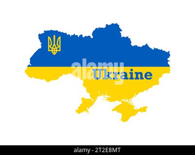 New high detailed vector map of Ukraine. Painted in the colors of the national flag. Stock Vector