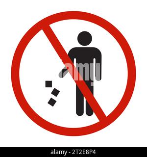 No littering allowed sign, Crossed out littering stick man.Vector illustration Stock Vector