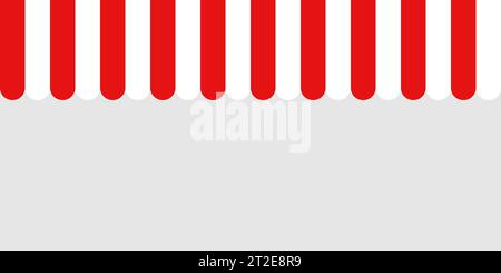 Red and white striped shop awning. Seamless vector illustration pattern. Stock Vector