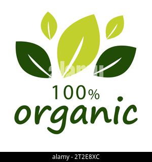 Organic products sticker, label, badge and logo. 100% PREMIUM QUALITY. Eco-friendly badge. Logo template for organic and eco friendly products. Stock Vector