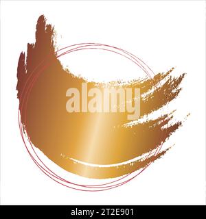 Red Frame with Golden Brush Stroke. Metallic Golden Texture Design Element for Greeting Cards and Labels, Abstract Background. Stock Vector