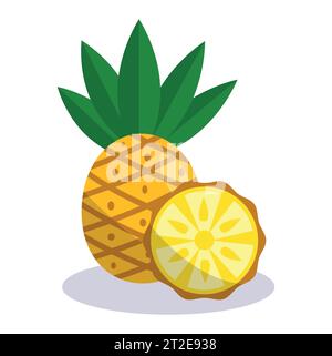 Pineapple icon in flat style isolated on white background.Pineapple with slices on white background Stock Vector
