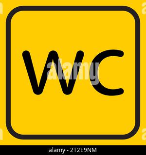 WC line icon on yellow background. Linear style toilet symbol. Restroom outline sign.Vector graphics Stock Vector