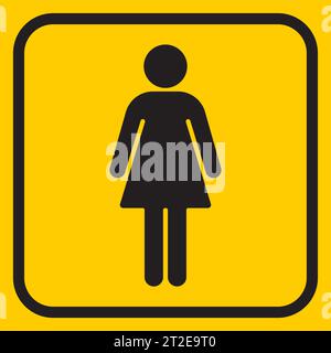 Woman line icon on yellow background. Female symbol. Vector illustration Stock Vector