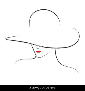 Women's faces in one line art style. Continuous line art in elegant style for prints, tattoos, posters, textile, cards etc. Beautiful women face Vecto Stock Vector