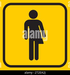 Transgender line icon on yellow background. Unisex washroom symbol. Gender neutral restroom sign.Vector graphics Stock Vector