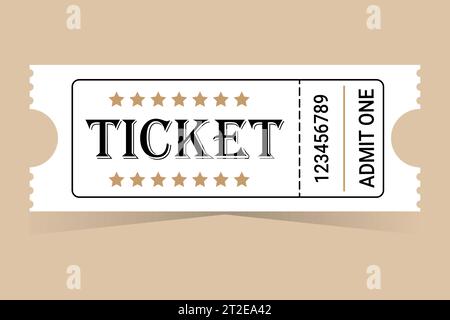 White ticket for one person on a colored background.  Vector stock illustration. Stock Vector