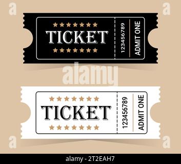White and black tickets  on a colored background.  Vector illustration. Stock Vector