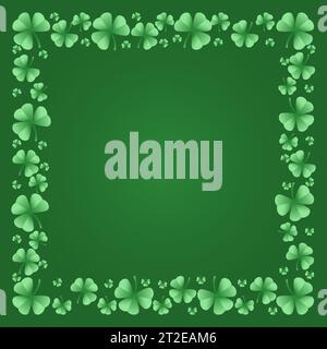 Square frame with clover leaves. Shamrock. Decorative element for St. Patrick's Day design. Vector illustration Stock Vector