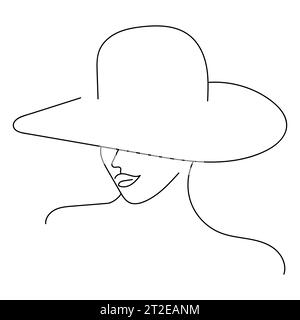 Women's faces in one line art style. Continuous line art in elegant style for prints, tattoos, posters, textile, cards etc. Beautiful women face Vecto Stock Vector