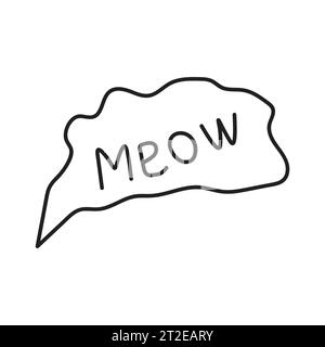 The inscription Meow small doodle with lettering. Bubble for the comic. Vector illustration isolated on white background Stock Vector