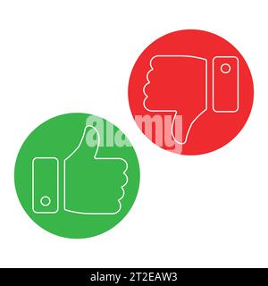Thumbs up and thumbs down icon. Like and dislike line sign. Disagree with agree outline symbol. Arm gesture.  Isolated on white background. Vector Ill Stock Vector
