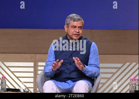 New Delhi, Delhi, India. 19th Oct, 2023. Ashwini Vaishnaw, Minister for Information Technology, speaks at the Google for India event, in New Delhi, India on October 19, 2023. (Credit Image: © Kabir Jhangiani/ZUMA Press Wire) EDITORIAL USAGE ONLY! Not for Commercial USAGE! Stock Photo