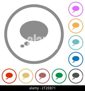 Single oval thought bubble solid flat color icons in round outlines on white background Stock Vector
