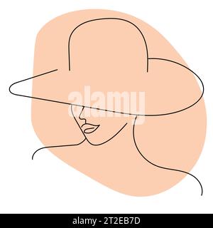 Women's faces in one line art style. Continuous line art in elegant style for prints, tattoos, posters, textile, cards etc. Beautiful women face Vecto Stock Vector