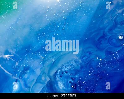 green-blue sea wave with epoxy bubbles. Abstract background on a wooden mold with a marine theme. themes of the underwater world and the ocean on canv Stock Photo