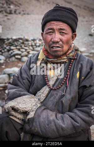 Portrait of a Changpa nomad, Ladakh, India Stock Photo