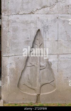 Architectural details at Le Corbusier’s Maison d'Habitation in Reze south of Nantes. Also known as La Maison Radieuse Le Corbusier. Stock Photo