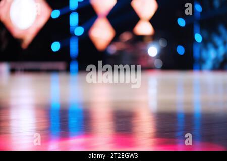 Stage with spotlights. Blurred background. Web banner. Design element Stock Photo