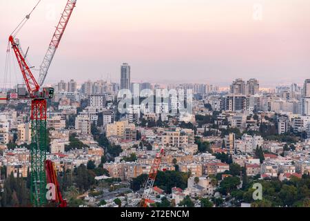 Tel Aviv, Israel - October 14, 2023 - Aerial view of the buildings and in Givatayim from Tel Aviv, Israel. Stock Photo