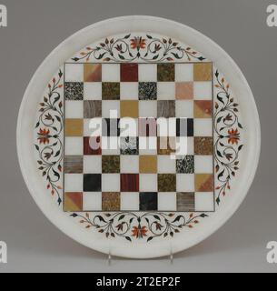 Chessboard Indian late 19th century View more. Chessboard. Indian. late 19th century. Alabaster, lapis. Chess Sets Stock Photo