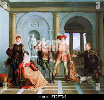 Scene from Shakespeare's, 'The Taming of the Shrew' (Katharina and Petruchio), painting in oil on canvas by Washington Allston, 1809 Stock Photo