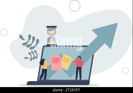 Time tracking and effective working hours management . Stock Vector