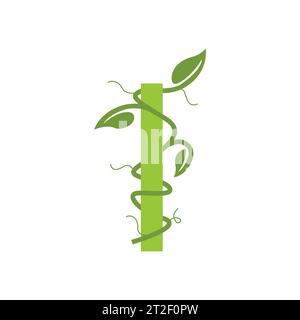 Initial letter I with green circle leaf vector illustration Vector. Initial Letter I Vector Illustration with Botanical elements. Stock Vector