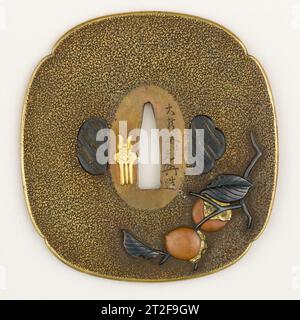 Sword Guard (Tsuba) Japanese late 18th–early 19th century A tsuba is a sword guard and part of a sword mounting. It is mounted between the sword’s blade and grip to protect the user’s hands. Stock Photo