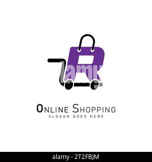 Shopping Cart Letter R Logo. Modern icon symbol template vector design. Alphabet R online store logo Stock Vector