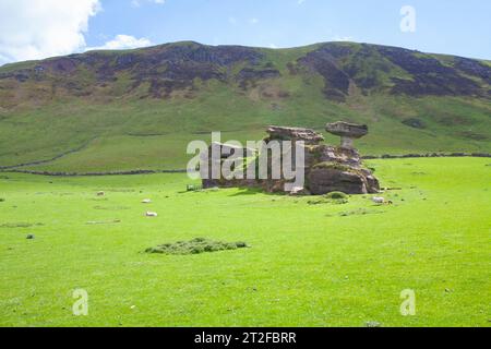 Unusual rock formation hoodoo Fife Scotland known as The Bonnet Stone ...