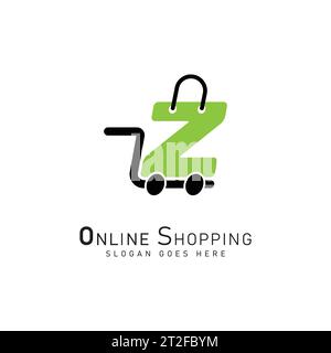 Shopping Cart Letter Z Logo. Modern icon symbol template vector design. Alphabet Z online store logo Stock Vector