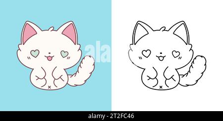 Clipart Ragdoll Cat Multicolored and Black and White. Cute Clip Art ...