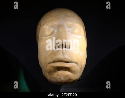 A plaster cast of a life mask of the English Romantic poet William Wordsworth (1770 - 1850) by Benjamin Robert Haydon made in 1815. National Portrait Stock Photo